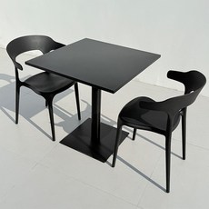 야외 플라스틱 원형 테이블 의자 세트 발코니 카페 식탁, 21_블랙70cm탄소강테이블의자2개