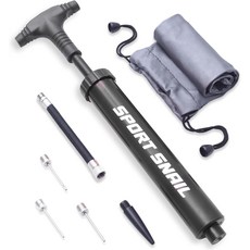 공용 핸드 펌프 - 바늘 3개와 컴팩트 케이스가 있는 휴대용 볼 에어 소형 스포츠 인플레이터 배구 축구 농구 수동 인플레이션 장치블랙