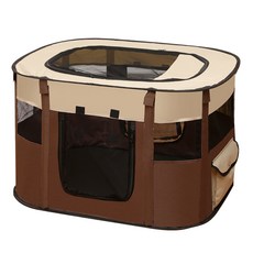 寵物貓籠狗籠便攜式可折疊貓帳篷產房透氣網布寵物圍欄, 棕色, 1個