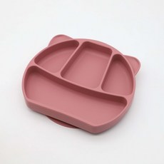 寶寶餐盤 兒童餐盤 分隔餐盤 矽膠餐盤 食品級 吸盤碗 吸盤餐盤 餐盤 可愛碗 防摔 可微波 兒童分盤 安全環保, 紅色, 1個