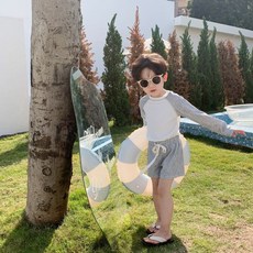 春夏兒童分體長袖泳衣套裝 兒童泳褲 防曬 男女童游泳衣