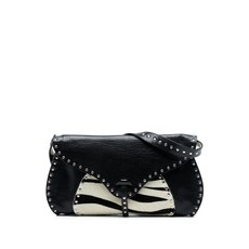 셀린느 중고 2000 스터드 레더 앤 포니 헤어 지브라 프린트 폴봇 숄더 백