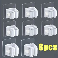 걸레 홀더 자체 후크 접착 욕실 벽걸이 주최자 빗자루 브러시 지원 청소 보관 액세서리 스탠드 주방, 8pcsWhite