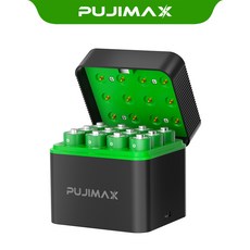 PUJIMAX 스마트 건전지 충전기 케이스 12칸 AA 1.5V 4255mWh 리튬이온 충전식 배터리 포함 1.5V 리튬배터리 L1211 12P, 1개