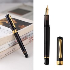 PENBBS 470 만년필 풀 타입 진공 잉크 흡입 필기구 창의적인 색상 아크릴 소재 성인 학생 연습용 펜 35 #, 21 119- Golden Blade F