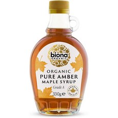 영국 바이오나 Biona Maple Syrup 퓨어 엠버 Grade A 메이플 시럽, 5개, 330g