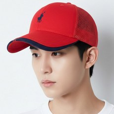 베이직엠 남성 여성 여름 등산모자 볼캡 승마자수 챙 포인트, 레드