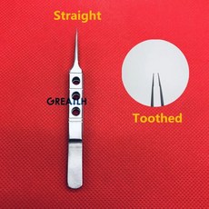 티타늄합금핀셋 티타늄 포셉 안과용 마이크로 가위 핀셋 미세 수술 기구 눈꺼풀 11cm, [06] StraightToothed-SS, 한개옵션1