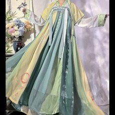 漢服女一片式齊胸襦裙 古風日常春夏秋款 半臂+上衣+裙子