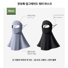 여성용 전체 얼굴 자외선 차단 마스크 고급 스타일, 딥인디고그레이 + 트와일라잇블랙, 1개, 1개입