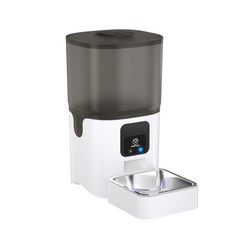 寵物智能餵食器廣角視頻款寵物智能用品餵食機藍牙連接自動投糧機, 1個, FK--半透黑:無適配器, 1L