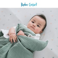 Babe Cosset 豆豆棉紗安撫毯 75x100cm 包巾 萬用巾 餵奶巾, 豆豆毯-暮光綠