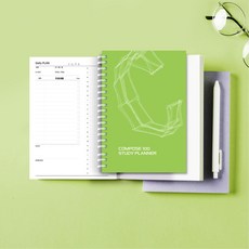 컴포즈100 스터디플래너 100days 먼슬리 플래너 4개월용 자체제작 인쇄, 1개, 그린 100days
