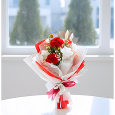 너는 꽃 프리저브드플라워 레드 화이트 카네이션 꽃다발 어버이날 감사 선물, RED GRACE BLOOM