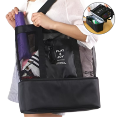 다용도 수영장 피크닉 건습 분리 메쉬 숄더백