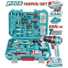TOTAL 166件震動電鑽工具組, 1個