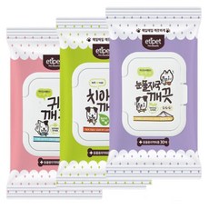 반려견 티슈형 세정제 3종세트 눈 치아 귀 클렌징, 1개