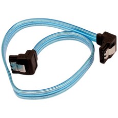 Sata3.0 6G傳輸線 雙頭彈片 L型雙彎頭, 30CM-100CM, 藍色