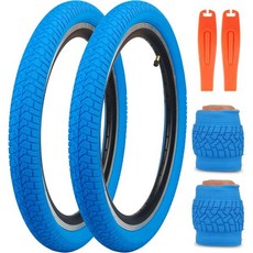 WEEROCK 자전거 타이어 20인치 타이어 2팩 20 x 2.125 접이식 비드 교체 타이어 20인치 내부 튜브 유무에 관계없이 20인치 자전거 MTB 산악 자전거 BMX, Blue/2 Tires(no tube)