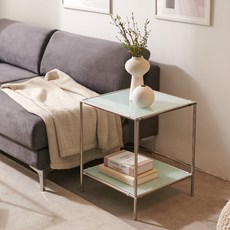 아이모 미드센츄리 모듈가구 다용도 선반 강화유리 소파 협탁, 올그린, 1개