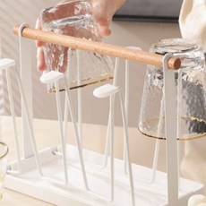 컵거치대 다용도 주방 컵걸이 스탠드 우드 정리대 컵꽂이