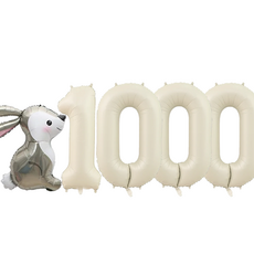 파파 파티 곰돌이 토끼 풍선 생일 파티 숫자 풍선 세트, 토끼 크림 1000, 1세트
