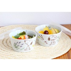 뚜껑이 있는 볼 허브의 숲 스누피 2종 세트