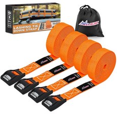 Nilight 래칫 타이 다운 스트랩 2 041.2kg(4500파운드) 최대 파손 강도 3.5 x 4.8m(1 x 15피트) 튼튼한 오토바이 스트랩 S 후크 고무 손잡이 및, 2.5cm(1인치) x 3.7m(12피트) 래싱 스트랩
