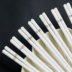 DIU 合金筷子家用新款防黴防滑耐高溫高顏值分食一人一筷餐廚飲具, 1個, 如圖, 陶瓷筷子簡約金10雙