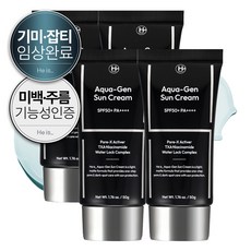 히이즈 아쿠아젠 선크림 남성 데일리 기능성 자외선 차단제 SPF50+ PA++++, 4개, 50g