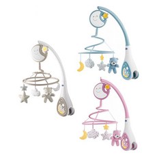 Chicco多功能床頭古典音樂鈴 | 多色可選，古典音樂安撫，旋轉吊飾刺激視覺發展，安全材質，寶寶安心使用, 粉藍, 1個