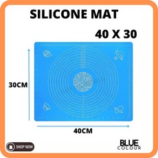 LOYANGWORLD 矽膠烤墊 擀麵墊 烘焙糕點工具, 40x30 藍色, 1個