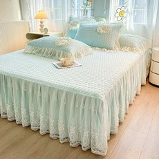 모노데이 호텔식 침대스커트 누빔 프릴 레이스 침대 매트리스커버 Q LK SK