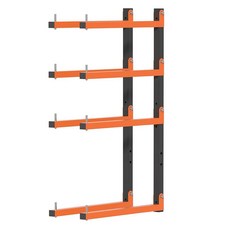Olgsibb 목재 보관 랙 업그레이드 접이식 목재 랙 벽 마운트 튼튼한 금속 4층 81.3cm(32인치) 차고 보관 정리용 목재 보관 랙, 오렌지 - 4단