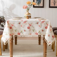 서플라이랩 프렌치플라워 방수 기능성 사각 식탁보 테이블보, 140*180(4인용표준), 프렌치로즈, 1개