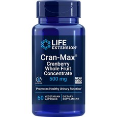 라이프익스텐션 Cran-Max 크랜베리 통과일 농축액 500mg 60 베지캡슐, 2개, 60정