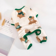 Lanboer 寵物小熊圖案超細纖維連身衣, 象牙白