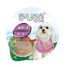 PURE 巧鮮杯 狗餐盒 小巧設計 外出攜帶更方便 狗罐頭, 24個, 老犬, 80g, 雞