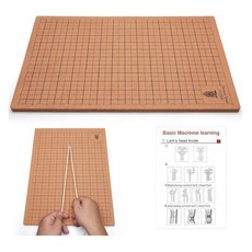 마크라메 보드 코르크 작업판 수공예 매듭 팔찌 만들기 격자무늬 가이드판 고정핀 포함 세트, 1개, 직사각형 28x38cm 우드 보드