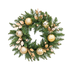 벽 현관 장식 크리스마스 리스, 골드