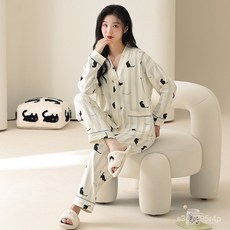 哺乳睡衣家居服 臺灣出貨 月子服 秋冬素棉長袖開衫 孕婦產前產後哺乳套裝 柔軟舒適