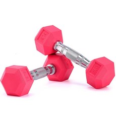 Portzon Weights 덤벨 핑크 색상 네오프렌/고무 덤벨 2개 세트와 호환 0.5-6.8kg(1-15파운드) 미끄럼 방지 말림 방지 육각 모양, 2.3kg(5파운드), 한 쌍, 1개