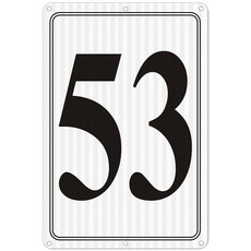 i-CowFun 프리미엄 반사 금속 번호 표지판 1 - 알루미늄 12인치 X 8인치 주차 공간 실외 대형 바닥 도크 코트 통로 필드 페이드 없음 내후성, Reflective Number Signs 53, 1개