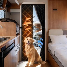 Vidoya 마그네틱 단열 RV 도어 커버 76.2 x 190.9cm(30 79인치) 겨울 거실용 방수 옥스포드 및 두꺼운 면 문 커튼 담요 모터홈 캠핑카 트레일러용