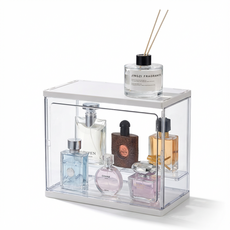 ZHEYE 대용량 투명 화장품 수납장이자 멀티 화장대 (향수 및 스킨케어 진열 홈카페 소품 수납용), 1개, 27CMx14CMX23CM
