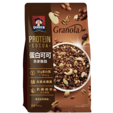 QUAKER 桂格蛋白可可燕麥脆穀，高蛋白高纖維健康早餐，美味可口，營養豐富，全家大小都喜愛, 750g, 1個