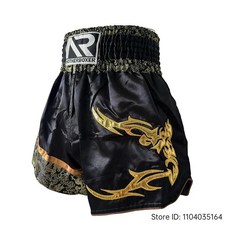 태국 권투 반바지 무에타이 바지 새틴 폴리 에스터 통기성 킥복싱 싸움 훈련 유니폼, 1개, 10. A13 Black