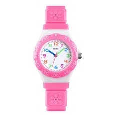SKMEI 可旋轉時差盤花形兒童石英錶(1483)，可愛卡通錶盤設計，安全材質，多色可選，培養時間觀念