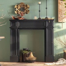 벽난로 인테리어 수납장 선반 다용도 벽장식 모형 레트로, 130Lx28Wx110H 풀 블랙