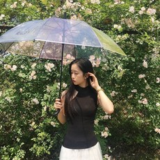 七色彩虹顔色透明雨傘 晴雨兩用